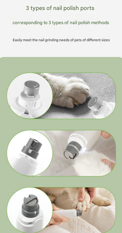 White Quiet Electric Pet Nail Grinder with LED Light - 2 - Speed USB - C Rechargeable Trimmer for Dogs & Cats Grooming - Factory Direct Shop