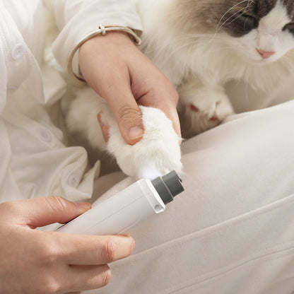 White Quiet Electric Pet Nail Grinder with LED Light - 2 - Speed USB - C Rechargeable Trimmer for Dogs & Cats Grooming - Factory Direct Shop