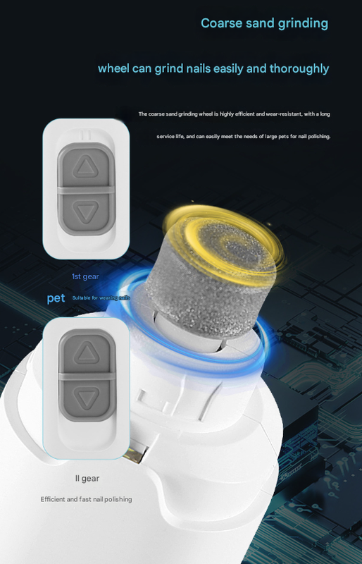 Grey Quiet Electric Pet Nail Grinder with LED Light - 2 - Speed USB - C Rechargeable Trimmer for Dogs & Cats Grooming - Factory Direct Shop