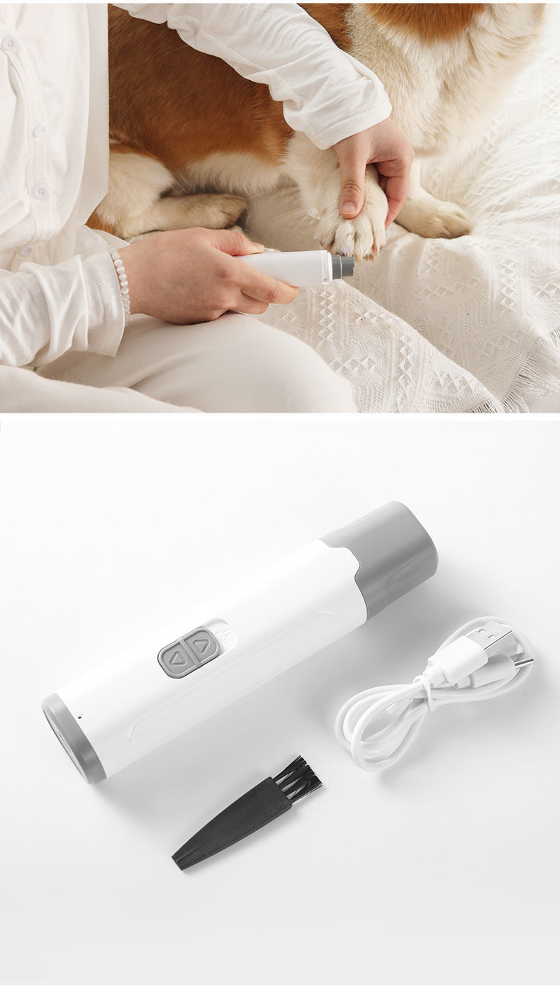 Grey Quiet Electric Pet Nail Grinder with LED Light - 2 - Speed USB - C Rechargeable Trimmer for Dogs & Cats Grooming - Factory Direct Shop