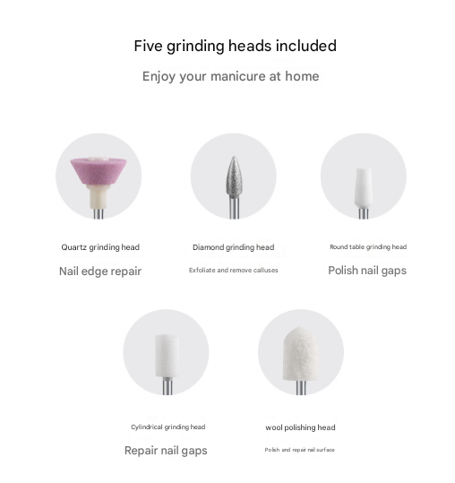 Grey Cordless Electric Nail Drill Pen - Professional Rechargeable Manicure & Pedicure Kit