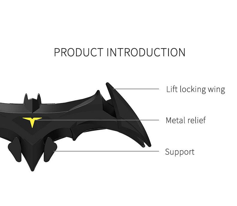Black Creative Bat-Style Gravity Car Phone Mount - Secure Air Vent Holder with 360 Rotation