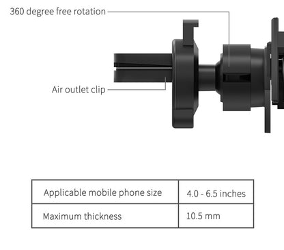 Black Creative Bat-Style Gravity Car Phone Mount - Secure Air Vent Holder with 360 Rotation