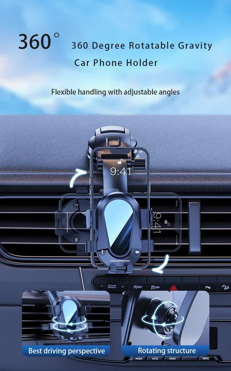 Red and Black Universal Car Phone Mount Holder - 360° Rotation with Upgraded Suction Cup for Dashboard & Windscreen