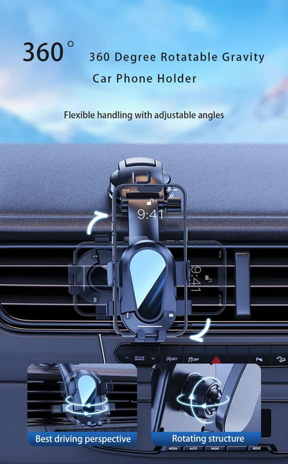 Red and Black Universal Car Phone Mount Holder - 360° Rotation with Upgraded Suction Cup for Dashboard & Windscreen