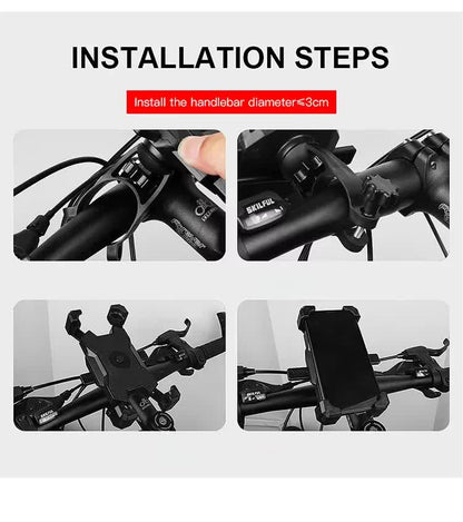 Red and Black Secure Grip Bike Phone Mount - Adjustable 360 Rotation Bicycle Handlebar Holder, Universal Cradle for MTB & Road Cycling