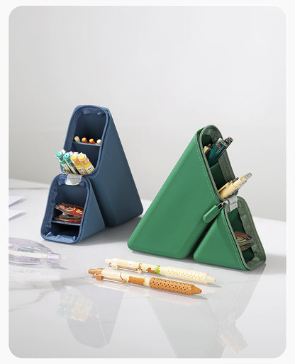 Yellow Transforming Silicone Pencil Case - Stand-Up Pen Holder & Stationery Organizer