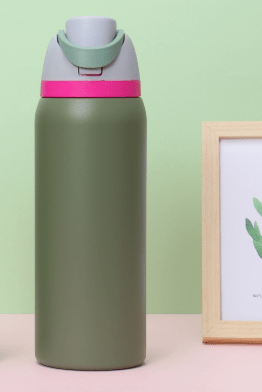 Green 32oz 304 Stainless Steel Insulated Water Bottle - Dual - Drink Pop - Up Lid - Factory Direct Shop