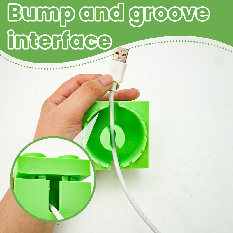 Playful Building Block Desk Cable Holder - Creative Cord Organizer Tidy, 2-Pack