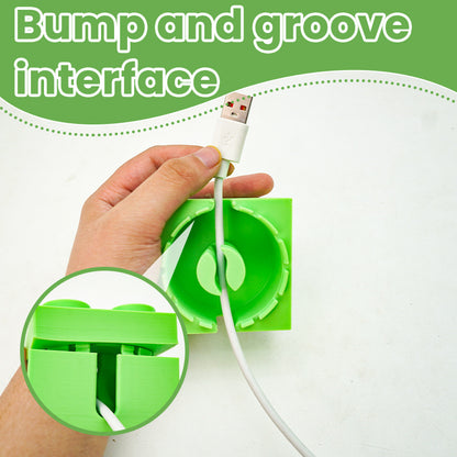 Playful Building Block Desk Cable Holder - Creative Cord Organizer Tidy, 2-Pack