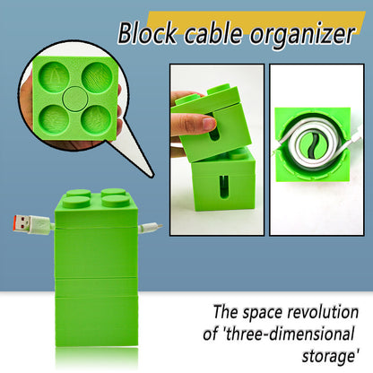 Playful Building Block Desk Cable Holder - Creative Cord Organizer Tidy, 2-Pack