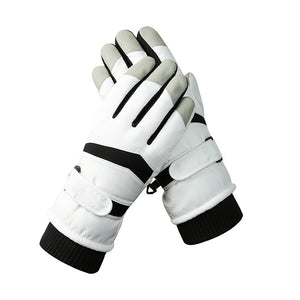 Men's White Color Combination Top-Rated Waterproof Touchscreen Ski Gloves - Fleece-Lined for Men & Women