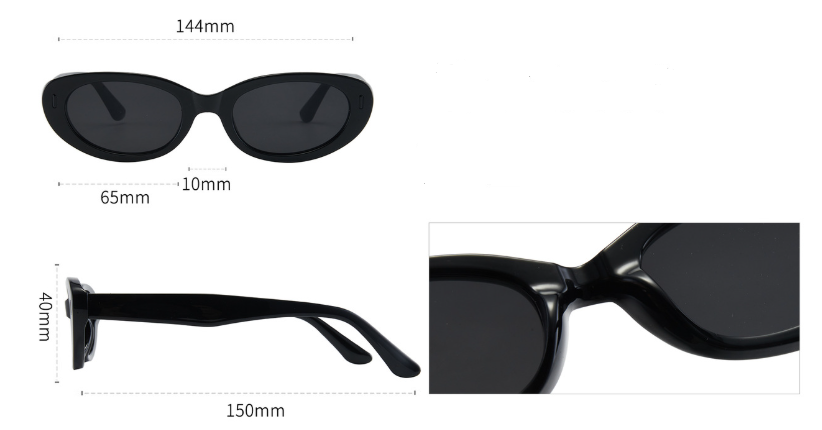 2PCS Black Green Texture Retro Oval Cat-Eye Sunglasses - Chic Influencer-Style Shades