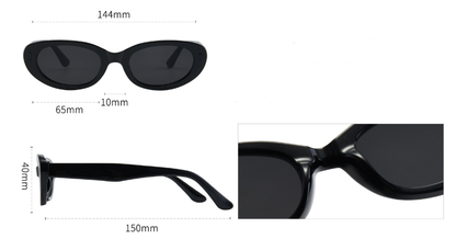 2PCS Black Green Texture Retro Oval Cat-Eye Sunglasses - Chic Influencer-Style Shades