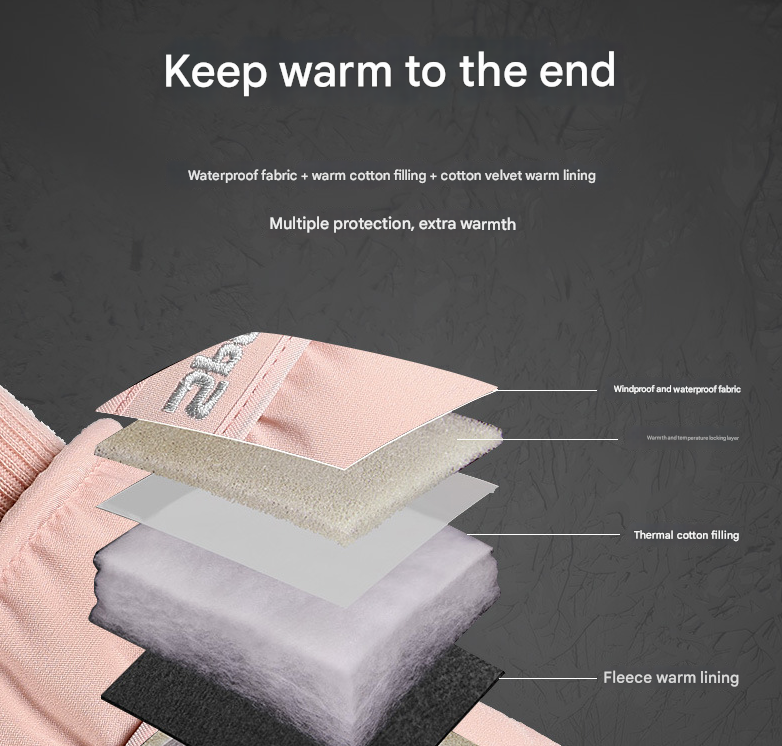 Women's Light Grey-pink Color Combination Top-Rated Waterproof Touchscreen Ski Gloves - Fleece-Lined for Men & Women