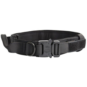 L Black Tactical Dog Collar - Heavy Duty Nylon Pet Collar for Medium & Large Dogs, Adjustable (3.8cm Width)