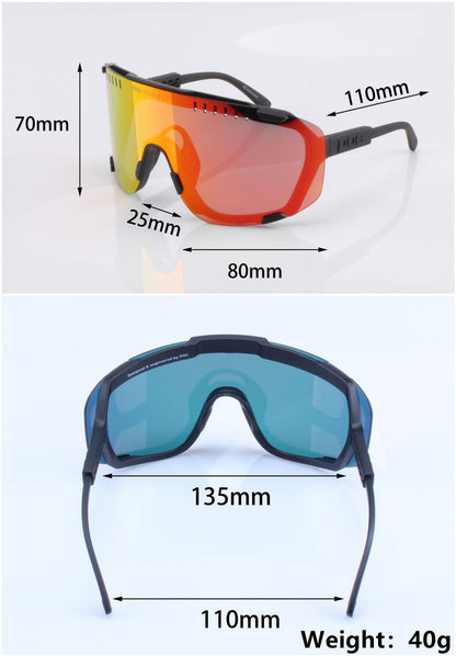 Dark Blue Frame Tea Chips Oversized Shield Cycling Sunglasses - Wide Vision UV400 Sports Eyewear for Road & MTB