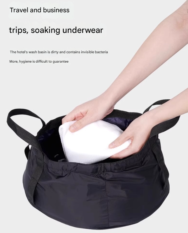 2PCS Rose Red 8.5L Portable Folding Water Basin - Collapsible Bucket with Carry Bag for Camping & Travel