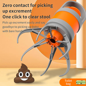 Orange and grey Hygienic Portable Dog Pooper Scooper with Integrated Bag Dispenser - Effortless Pet Waste Cleanup - Factory Direct Shop