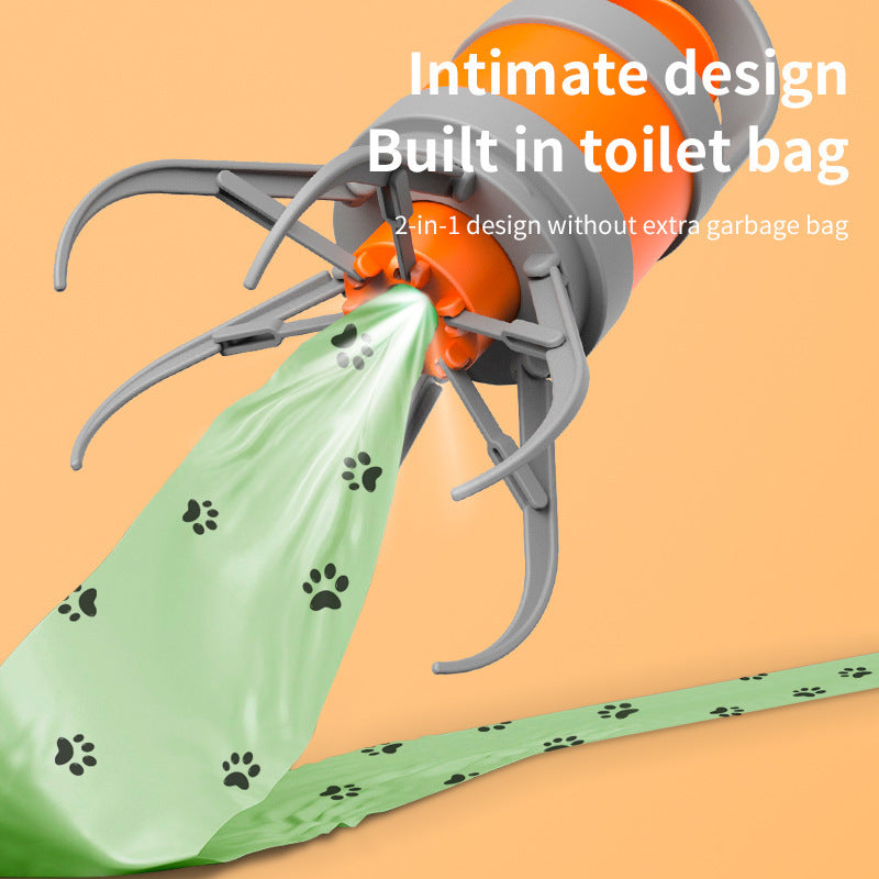 Orange and grey Hygienic Portable Dog Pooper Scooper with Integrated Bag Dispenser - Effortless Pet Waste Cleanup - Factory Direct Shop