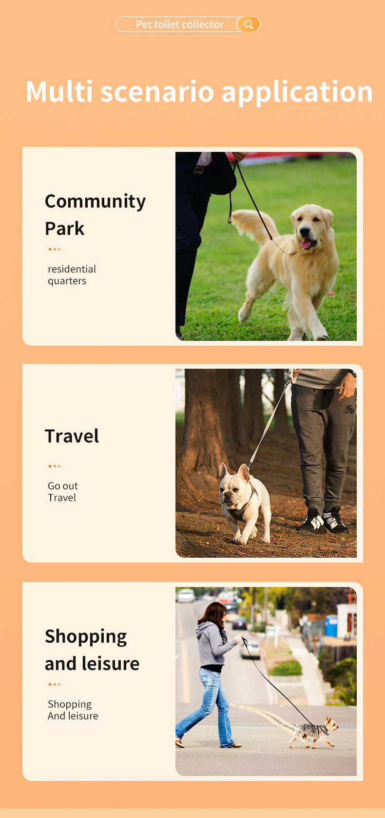 Orange and grey Hygienic Portable Dog Pooper Scooper with Integrated Bag Dispenser - Effortless Pet Waste Cleanup - Factory Direct Shop