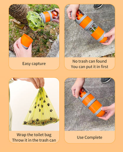 Orange and grey Hygienic Portable Dog Pooper Scooper with Integrated Bag Dispenser - Effortless Pet Waste Cleanup - Factory Direct Shop