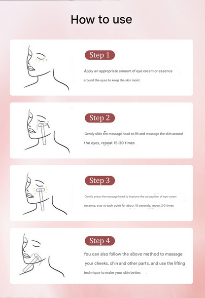 Pink New Cat Claw Eye Massager - Microcurrent Vibrating Eye Serum Device