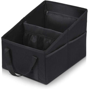 3-piece Black Car Trunk Storage Box - Large Capacity Oxford Cloth Foldable Car Seat Organizer