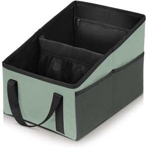 3-piece Green Car Trunk Storage Box - Large Capacity Oxford Cloth Foldable Car Seat Organizer