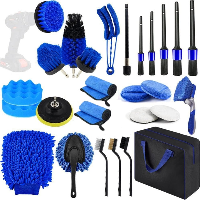 27-Piece set Ultimate Car Detailing Kit - Drill Brush & Polishing Pad Set for Car Interior, Wheels, and Exterior Cleaning
