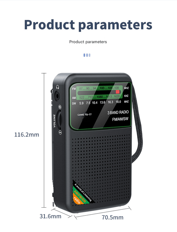 Golden JOC TG - 77 Multi - Band Rechargeable Radio for Seniors - Automatic Channel Search, FM/AM/SW Bands - Factory Direct Shop