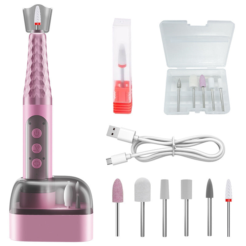 Pink Professional Electric Nail Drill Kit - 6-Speed 18000RPM Rechargeable Manicure & Pedicure File for Polishing, Grinding & Gel Removal