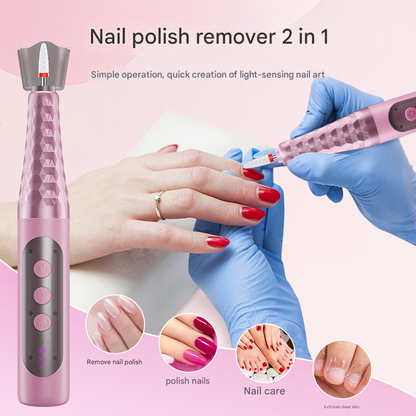 Pink Professional Electric Nail Drill Kit - 6-Speed 18000RPM Rechargeable Manicure & Pedicure File for Polishing, Grinding & Gel Removal