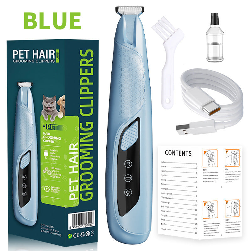 Blue Precision Pet Paw Trimmer - Waterproof & Rechargeable Grooming Clipper for Dog & Cat Paws, Eyes, and Ears - Factory Direct Shop