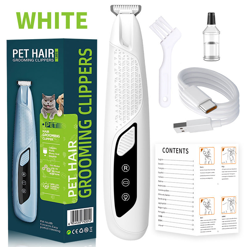 White Precision Pet Paw Trimmer - Waterproof & Rechargeable Grooming Clipper for Dog & Cat Paws, Eyes, and Ears - Factory Direct Shop