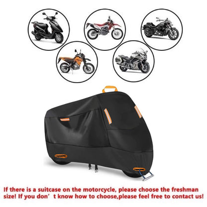 Heavy Duty 214D Waterproof Motorcycle Cover - All Season Outdoor Protection with Lock Holes & Windproof Buckles(Size: 4XL)