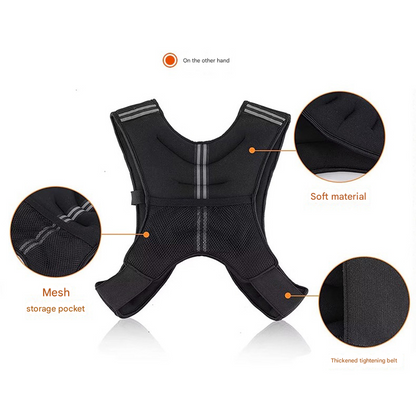 Black Gym Partner Weighted Vest - Adjustable & Reflective for Running, Training & Strength Building(10KG)