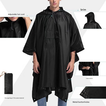 Green 3-in-1 Multifunctional Outdoor Rain Poncho - Ground Mat & Shelter - Lightweight & Waterproof for Hiking & Camping