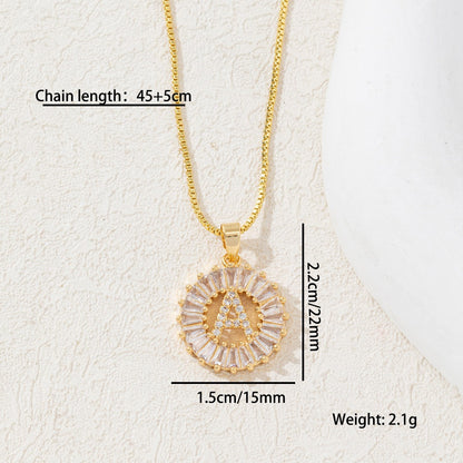 Sparkling Cubic Zirconia Initial Letter Necklace Set - Gold Plated Two-Piece Design(B)