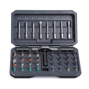 A 42-piece set Black Insulated Screwdriver Set - Multi-Bit Electrician's Tool Kit with Magnetic Tips & Quick-Change Handle