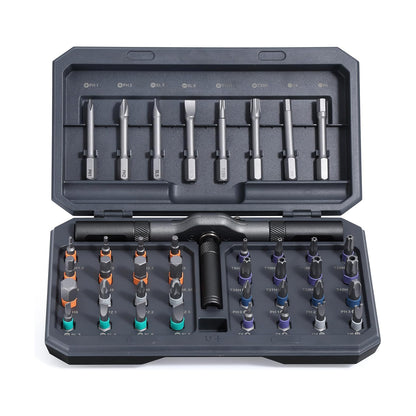 A 42-piece set Black Insulated Screwdriver Set - Multi-Bit Electrician's Tool Kit with Magnetic Tips & Quick-Change Handle