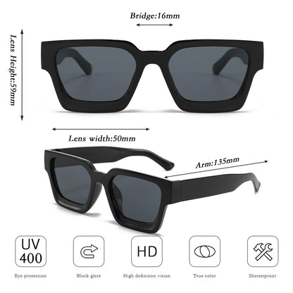 Brown Classic Square Frame Sunglasses - Unisex UV400 Protection, Lightweight & Face-Slimming Design - High Definition Vision Eyewear