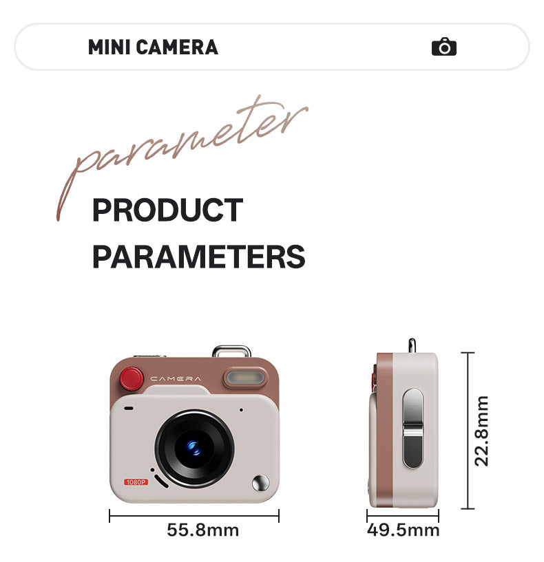 Red Retro Mini Digital Camera Keychain - 48MP Portable Pocket Camcorder with 1080p HD Video