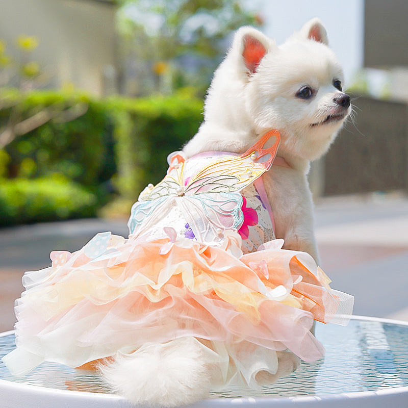 Butterfly Tutu Dress for Dogs & Cats - Summer Pet Princess Gown with Lace Wings and Layered Tulle Skirt(S) - Factory Direct Shop