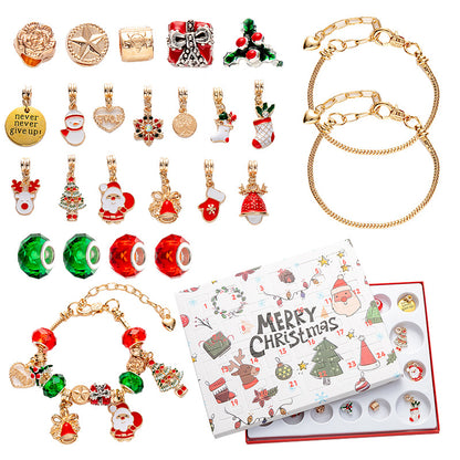 Golden 24-Day DIY Christmas Advent Calendar Jewelry Ki