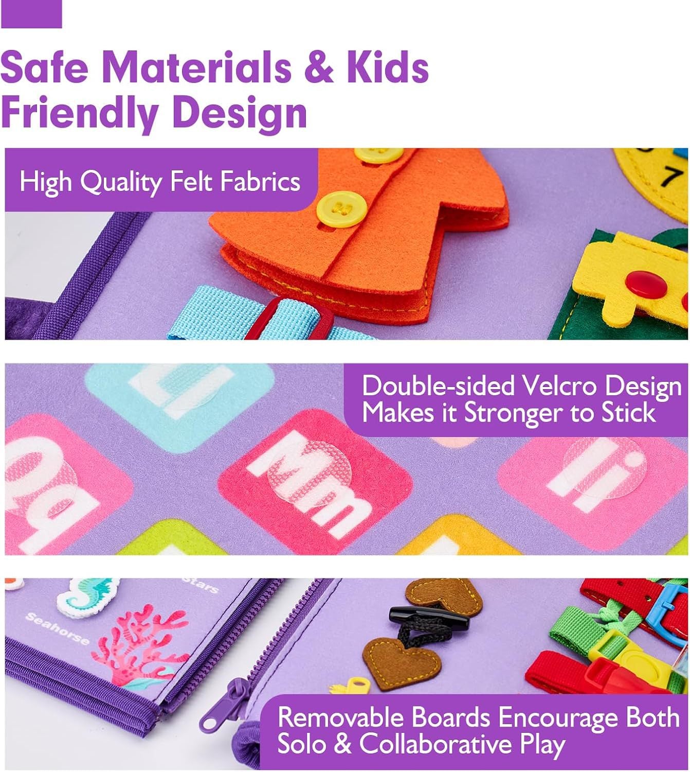 Purple Early Education Learning Board - Felt Activity Board for Toddlers