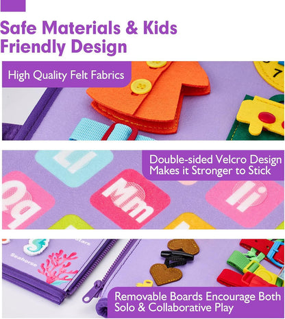 Purple Early Education Learning Board - Felt Activity Board for Toddlers