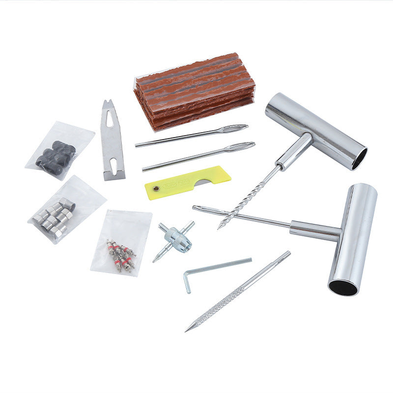 Tyre Repair Kit Collection of tools and hardware items on a white background