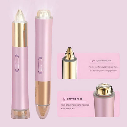 2-in-1 Electric Hair Remover for Women - Eyebrow Trimmer & Facial/Body Shaver with LED Light, USB-C Rechargeable(blue)