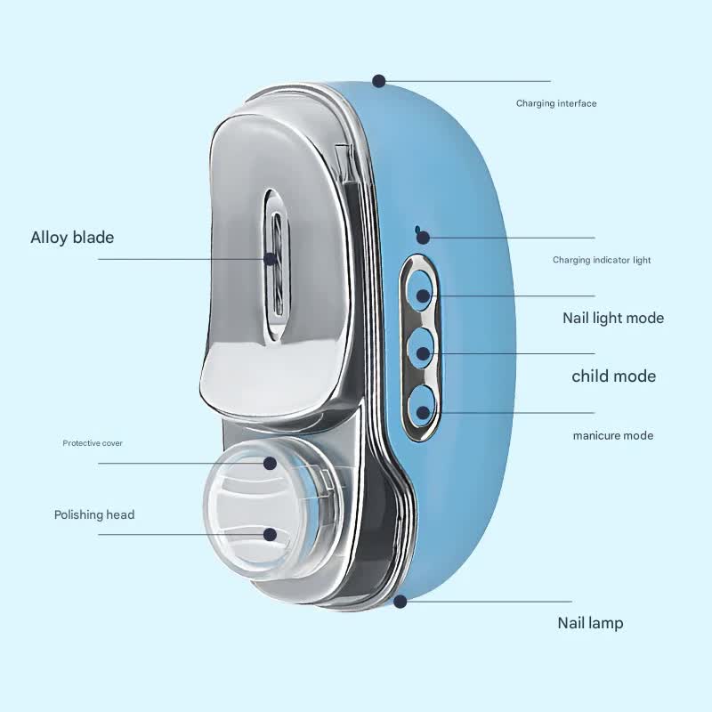 4-in-1 Electric Nail Care Device - Clipper, Grinder, Polisher & UV Sterilizer with Multiple Modes(black)